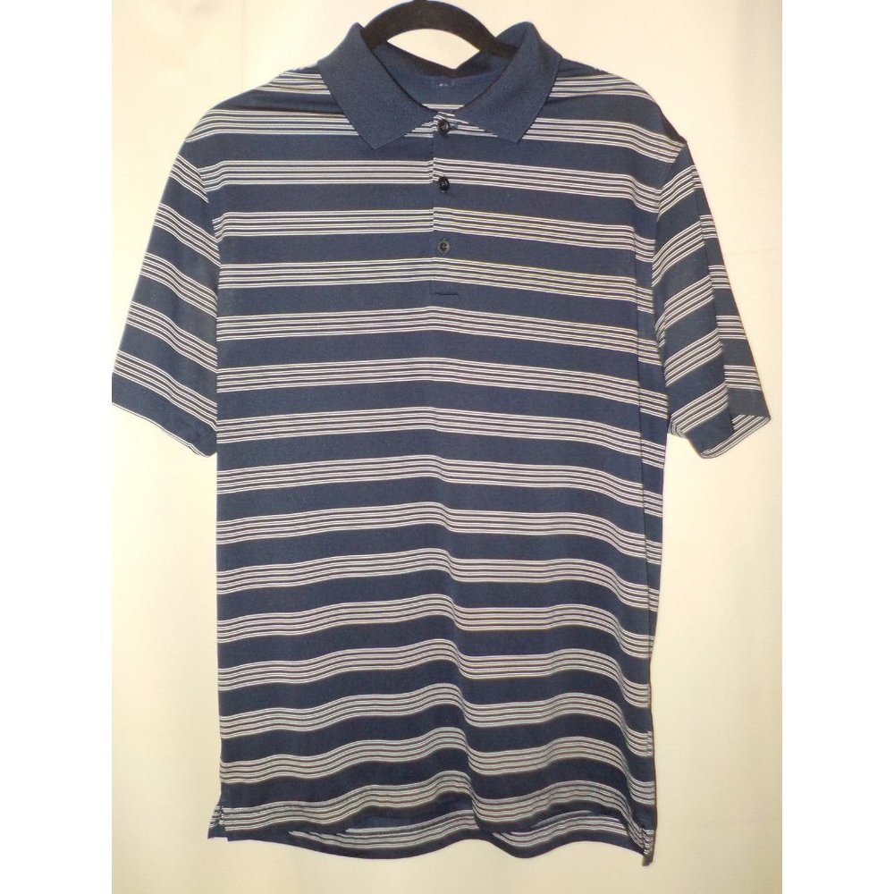 Nike Golf Dri Fit Tour Performance Mens Size Medium Blue Pinstripe Polo Shirt